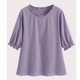 thumbnail image 5 of TaTaai Women's Cotton Round Neck Top, Soft Lightweight, Relaxed Fit, Short Sleeve, Solid Color Ruffle, Casual Daily Multi-Color Gift, 5 of 8