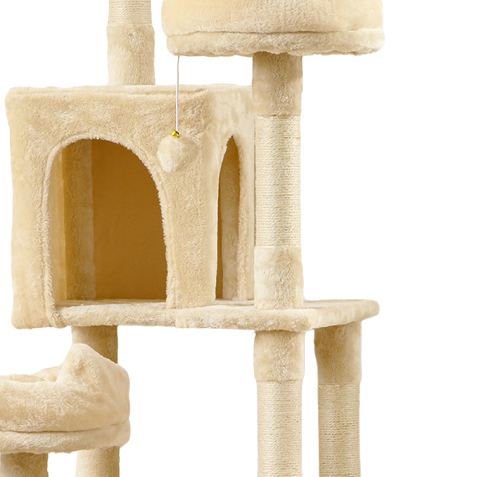 Uforic 75in Large Cat Tree, Multi-Level Cat Tower Condos with Scratch Posts, Cozy Basket Hammocks, Top Perches, Sisal Ramp, Pet Play House, Beige