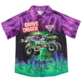 thumbnail image 1 of Camisa Monster Jam Grave Digger Big Boys Hawaiian Púrpura/Verde, 1 of 8
