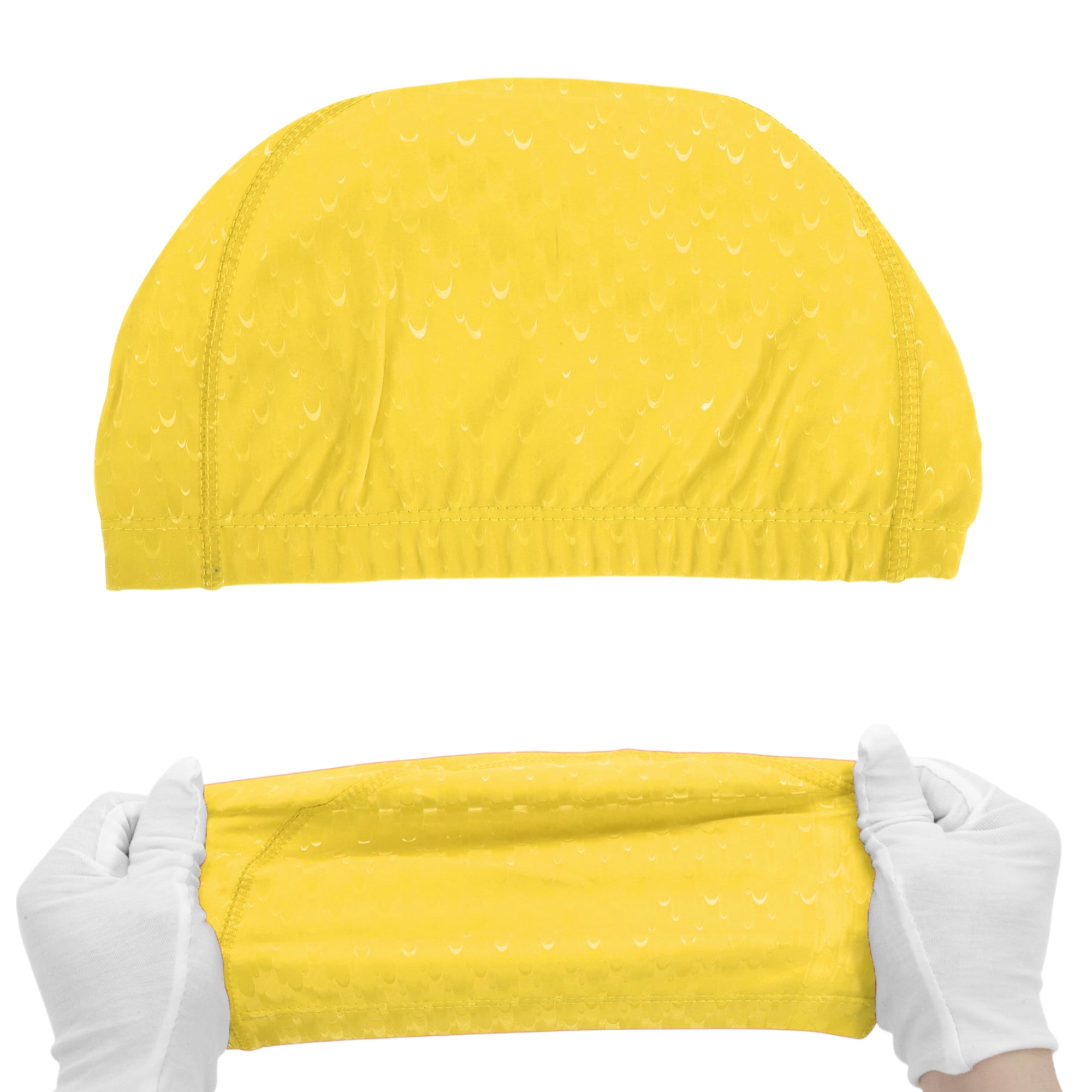 Unique Bargains Pleated Style Swimming Cap 1 Pc Bright Yellow