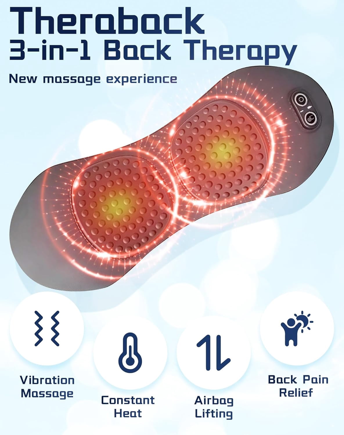Triple Fusion Back Massager,2026 New Electric 3 in 1 Back Massager for Pain Relief Deep Tissue,with Traction,Vibration & Heat and Against Pain for Neck,Shoulder.
