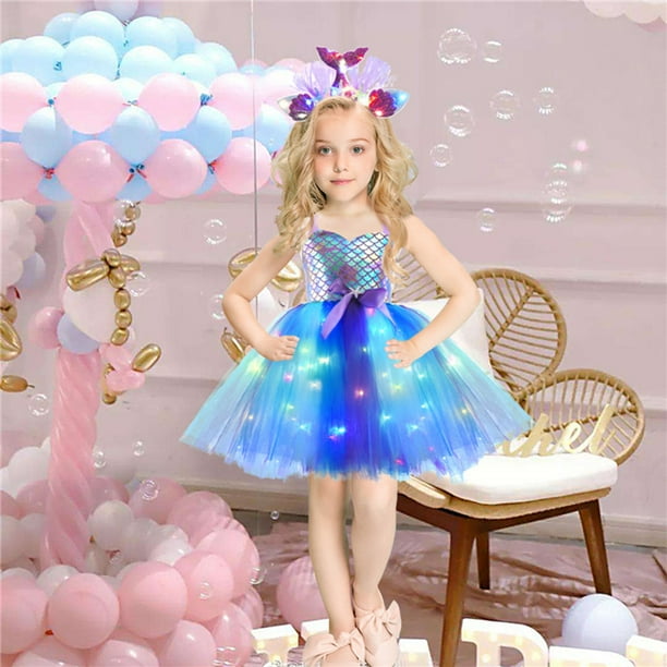Girls Mermaid Costume Mermaid Tutu Dress Color Led Light Up for Halloween Birthday Party 2 8Years Walmart Business Supplies