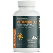 Bronson Vitamin D3 10,000 IU (250 MCG) Supports Immune, Bone, Muscle and Teeth Health, 1 Year Supply High Potency - Non-GMO, 360 Tablets