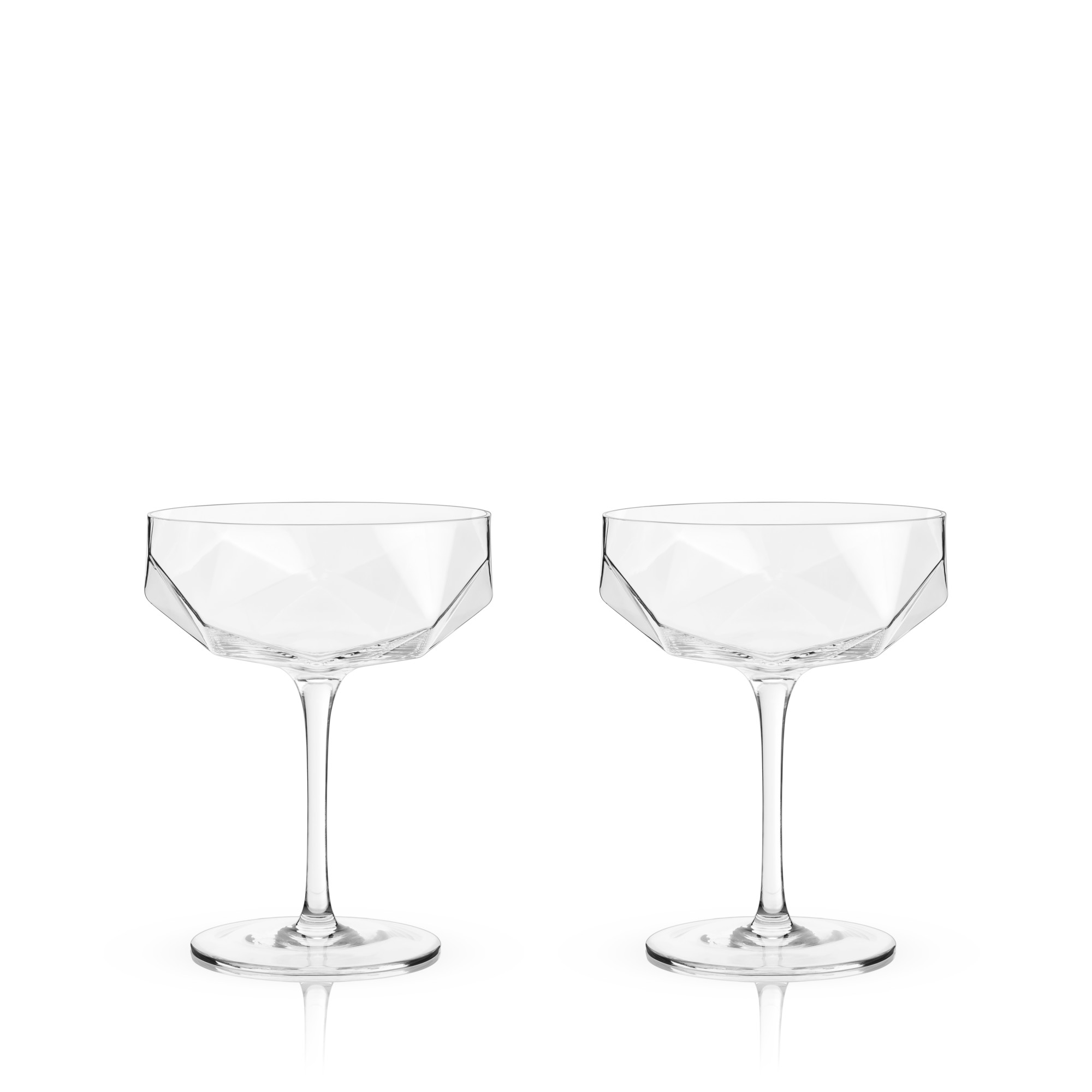 Viski Faceted Coupes - Modern Stemmed Champagne Coupe Cocktail Glasses, Set of 2 - image 3 of 10