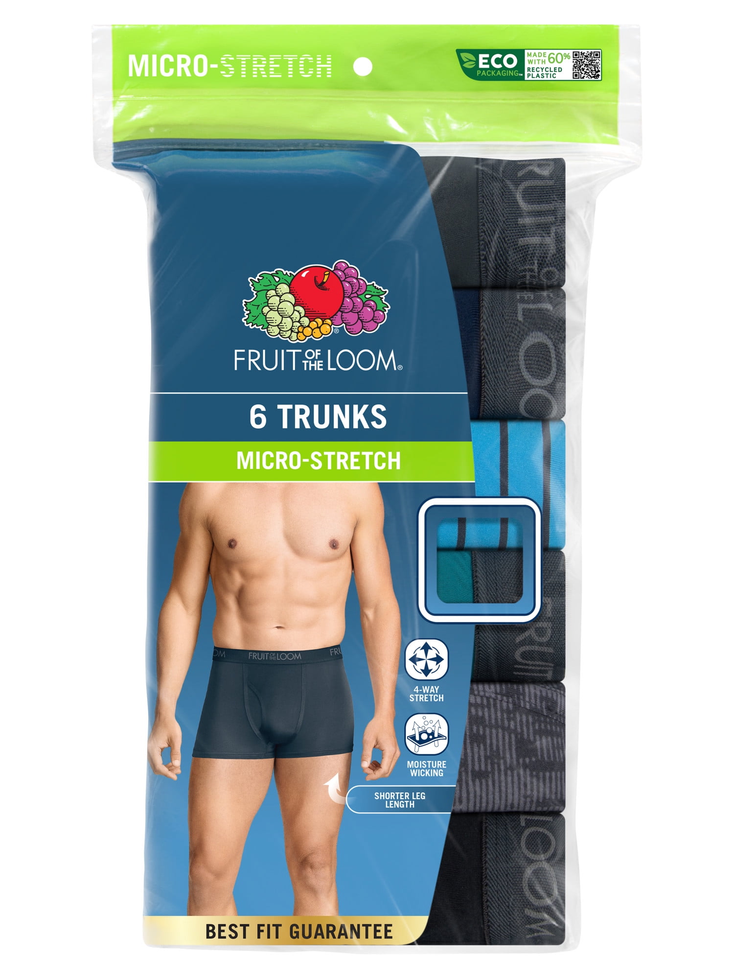 Fruit of the Loom Men s Micro Stretch Trunk Boxer Briefs 6 Pack