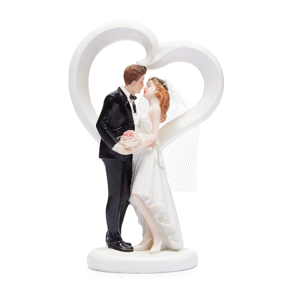 3.3 x 5.8 x 2.25" Wedding Cake Topper Bride Groom Figurines Just Married Board 