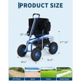 thumbnail image 3 of YUSAZENS Tabouret de Jardin Roulant Rotatif à 360Degrees avec Poignée Rétractable 4 Roues Cadre Double Dossier Accoudoir Structure en Fer et Caoutchouc Bleu Gentiane, 3 of 8