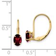 thumbnail image 2 of 14k Yellow Gold Oval Garnet Leverback Earrings Birthstone January Drop Dangle Gemstone, 2 of 6