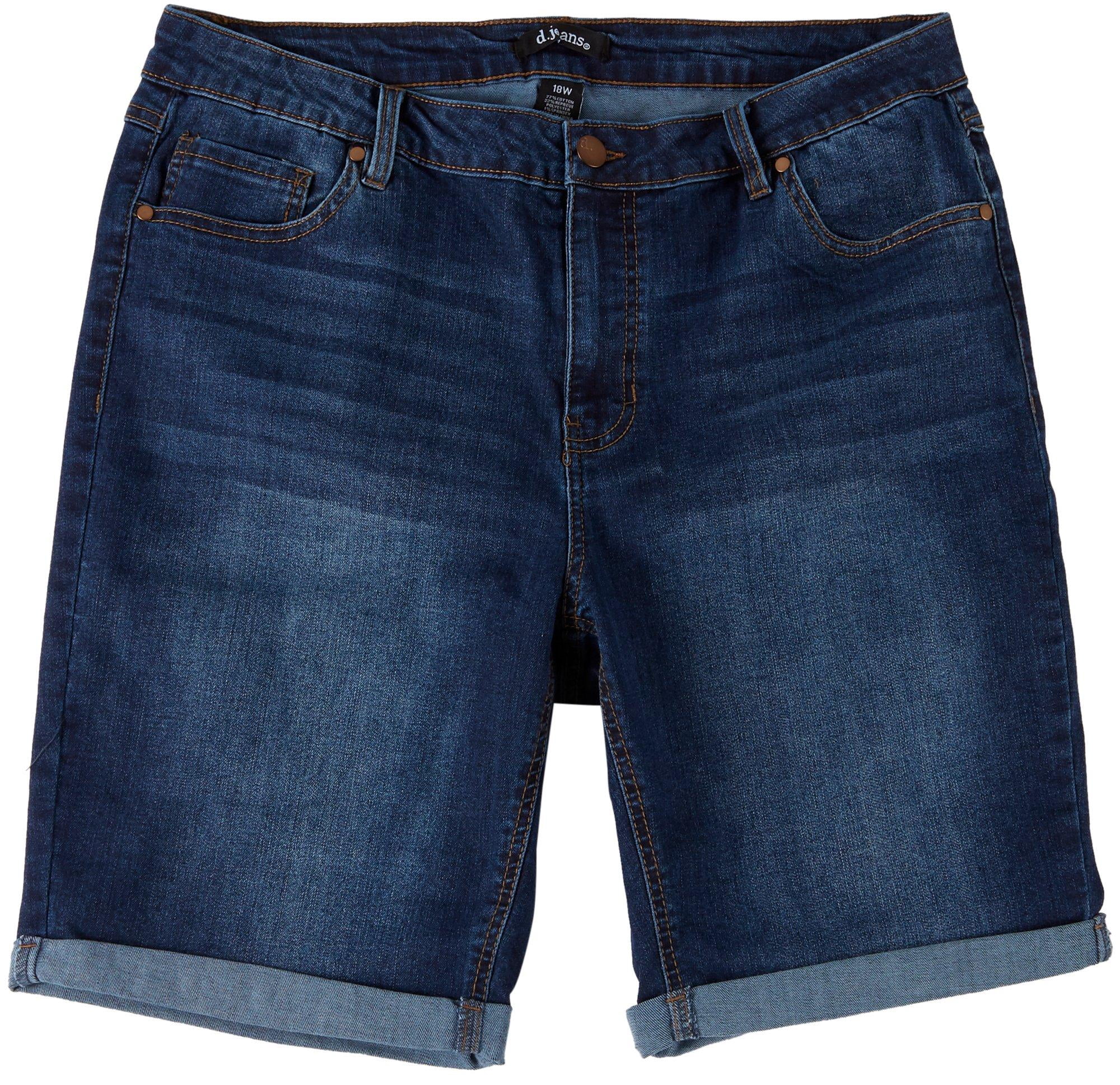 Solid Denim Bermuda Shorts 18W Dark 