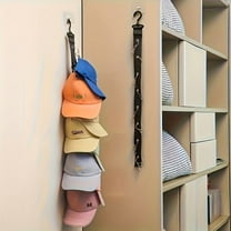 Canvas Hat Rack Organizer, 1pc Wall-Mounted Hanging Storage Holder with 8 Clips, Space-Saving Closet and Bedroom Organizer for Baseball Caps, Visors, and Hats