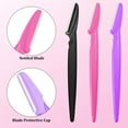 thumbnail image 2 of 60 Pieces Eyebrow Razor Eyebrow Razors Shaver Microblades for Women Dermaplaning Tool Face Hair Trimmer Shaper with Precision Cover Party Favor Skincare (Pink, Blue, Yellow, Rose Red, Purple, Black), 2 of 5