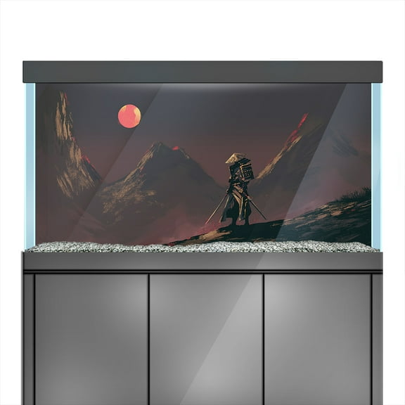 Aquarium Background Stickers - Japan Warrior Samurai - Fish Tank Reptile Terrarium Decor Poster