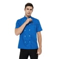 thumbnail image 4 of TOPTIE Short Sleeve Chef Coat Jacket Royal Blue Lightweight Button Chef Uniform, 4 of 9