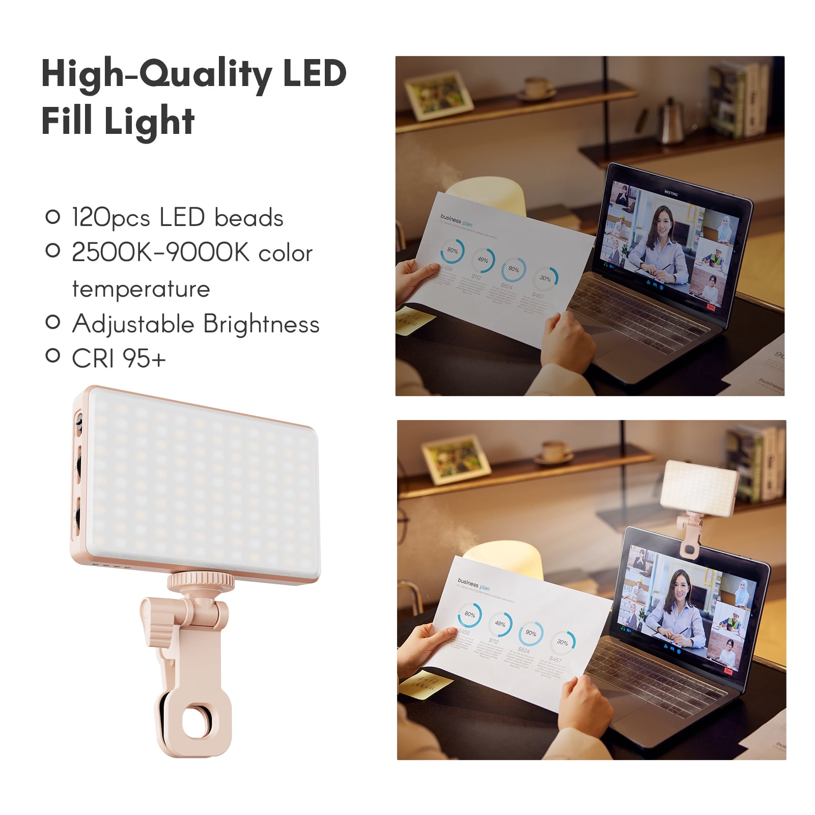 Eccomum LED Rechargeable Selfie Light for Phone Clip on Portable Phone Ring Light for Phone and Computer Camera Photography Zoom Meetings,Three Modes,Adjustable Brightness