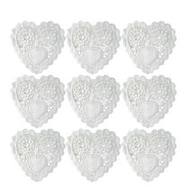 Worgeous 100 Pcs 5.5 Inch Hollow Love Heart Placemats Oil Proof Floral Paper Doilies Cake Baking Paper Mats Wedding Tableware Decoration