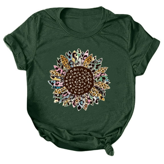 RYDCOT Women Letter Print Short Sleeve O-Neck Loose T-Shirt Blouse Tops