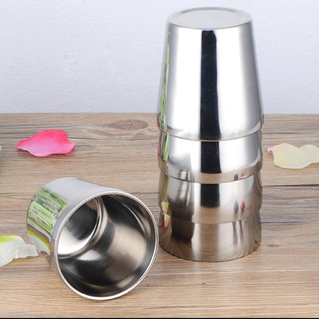 6pcs 180ml Vasos De Agua De La Pinta De Acero Inoxidable Vasos De Agua Ideales Para Niños Pequeños Bebés Sanitarios Soledad Vaso de acero inoxidable