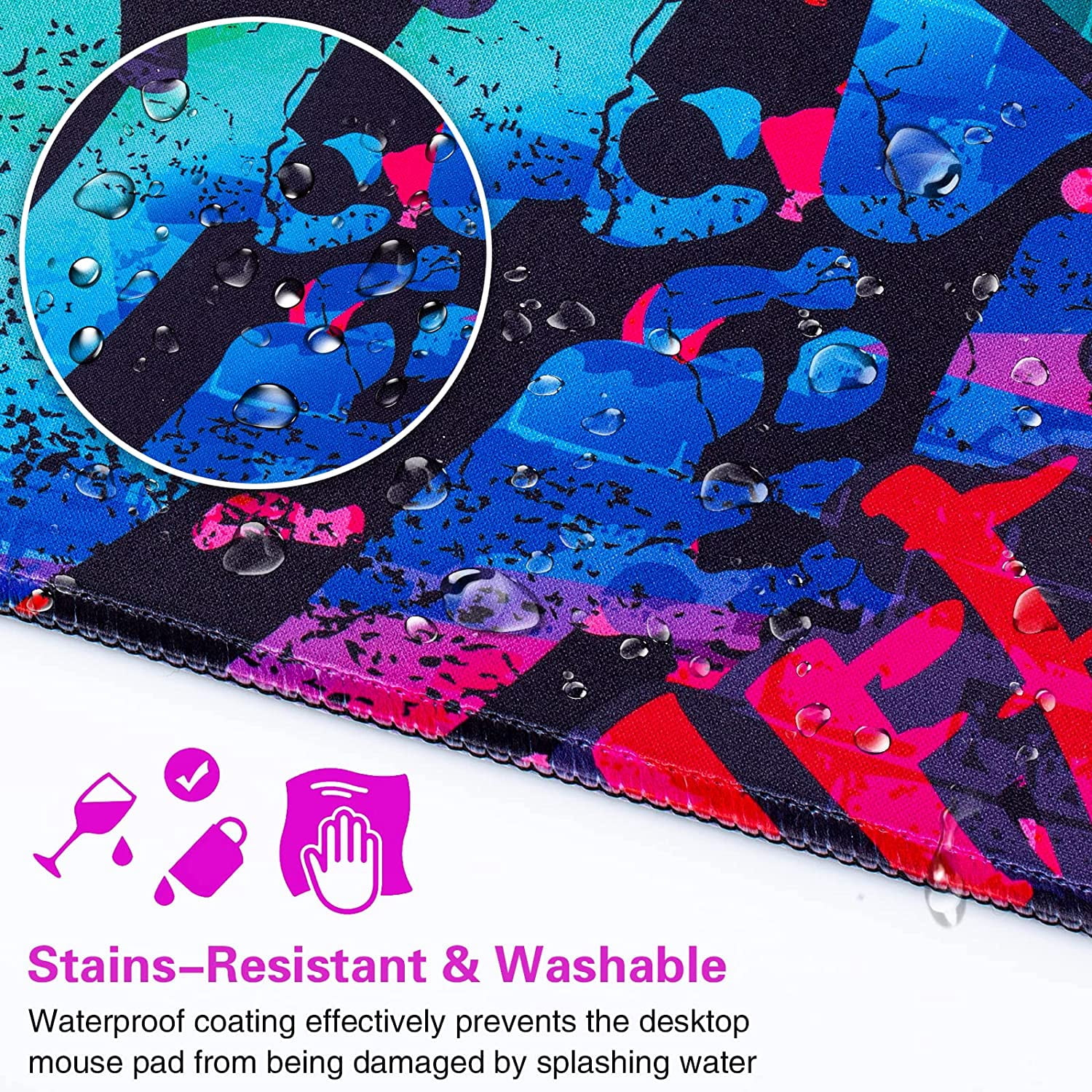 Gaming Mouse Pad, Extended Mouse Pad 31.5x15.7inch XXL Large Big Computer Keyboard Mouse Mat Desk Pad with Non-Slip Base and Stitched Edge for Home Office Gaming Work (Colorful Graffiti)