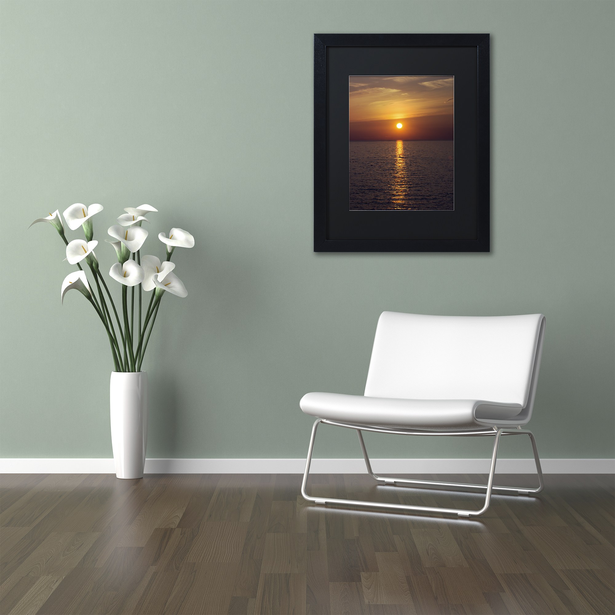 Trademark Fine Art "Sunset Paddleboard" Canvas Art by Kurt Shaffer, Black Matte, Black Frame
