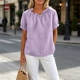 thumbnail image 5 of GUACER Women's Cotton Linen Ruffle Neck Short Sleeve Tops Loose Fit Summer Blouses for Casual & Beach, 5 of 7