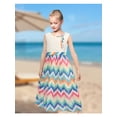 thumbnail image 4 of Sunny Fashion Girls Dress Sleeveless Rainbow Wave Print Striped Tea Length Summer Beach Casual Dresses 7 Years, 4 of 7