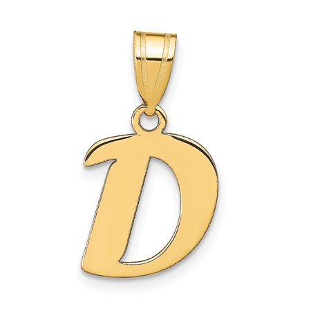 Diamond2Deal 14k Yellow Gold Script Letter D Initial Pendant for Women(L- 15.74 mm, W- 12.53 mm)