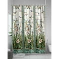 thumbnail image 5 of Shower Curtains Butterfly Bath Curtain Teal Green Leaves Flower Waterproof Bathroom Shower Curtain Set with Hooks Decoration 36 x 72 Inches, 5 of 7