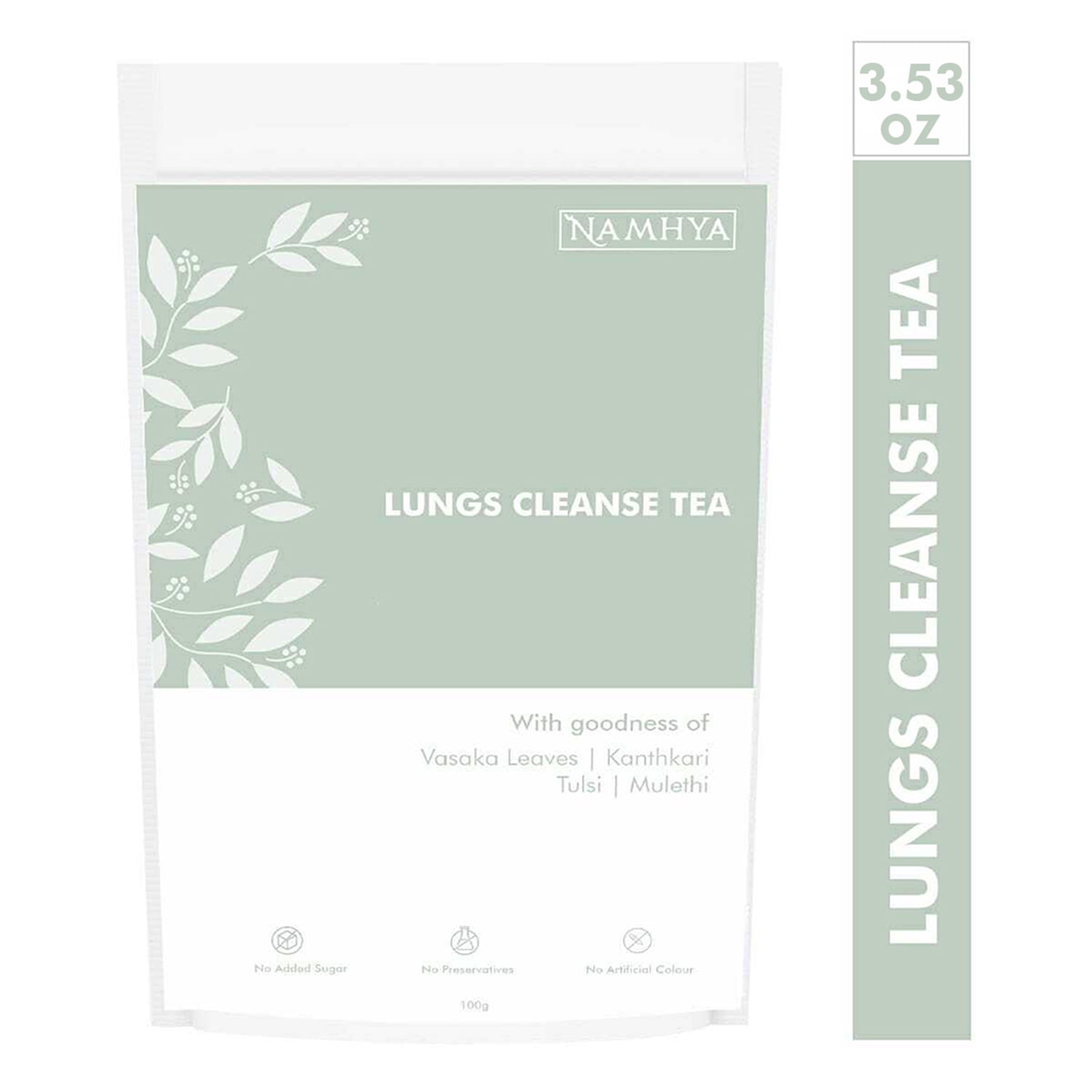 NAMHYA Lungs Cleanse Tea with goodness of Herbs and more, removes mucous, betters respiration, inhibits smoking, 3.53 oz (100 Grams)