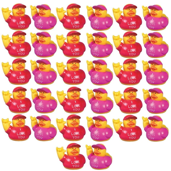 Fun Express 2 1/4" Mega Bulk 720 Pieces "I Love You" Pink & Red Rubber Ducks