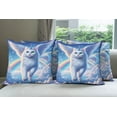 thumbnail image 5 of Ambesonne Cat Throw Pillow Cover Pack of 4, Pegasus Kitty Flies Clouds Sky, 4 Pcs-36" x 16", Azure Blue Pale Pink, 5 of 5