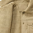thumbnail image 5 of Cotton Cargo Jacket Fleece Lined Work Jacket s Trucker Jacket Men's Thick Thermal Lapel Cargo Jacket Khaki,L, 5 of 5