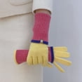 thumbnail image 3 of 1 Pair Women Winter Gloves Thickened Colorblock Knitted Five Fingers Unisex Anti slip Cold Weather Driving Golfing Skiing Skating Gloves, 3 of 8