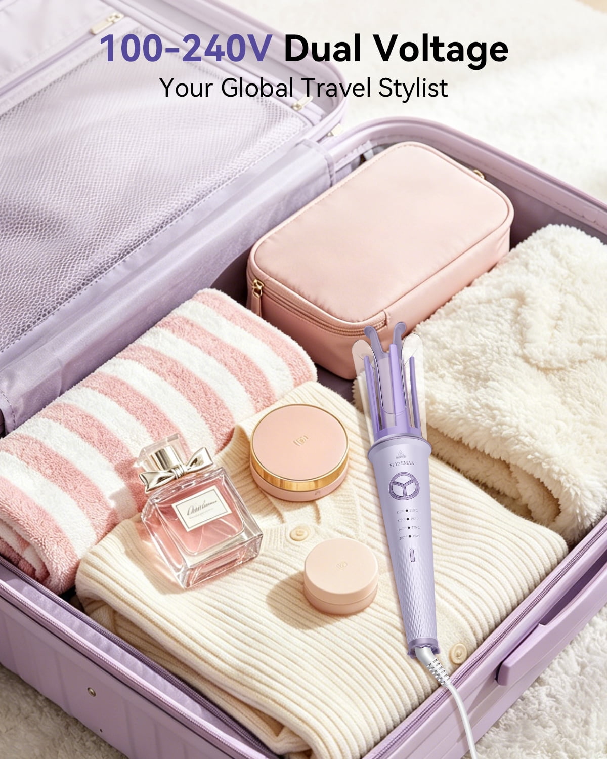 Automatic Hair Curler, Automatic Curling Iron Hair Waver with 4 Temperature, Portable Hair Curlers for Travel 110V-240V, Anti-Scald, Anti-Tangle Rotating Curling