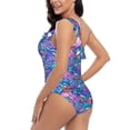 thumbnail image 4 of Haiem Colorful Mushrooms Women's One Piece Swimsuits Tummy Control One Shoulder Bathing Suits Ruffle Swimwear-XX-Large, 4 of 8