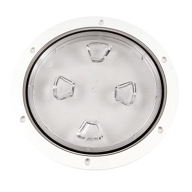 Beckson Marine DP80-W-C Vis Centrale Transparente - Plaque de Pont Extérieure - Blanc