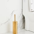 thumbnail image 3 of Brushed Gold Toilet Brush and Holder Set - Stainless Steel Toilet Bowl Scrubber with Replaceable Head & Splash Guard, 3 of 4