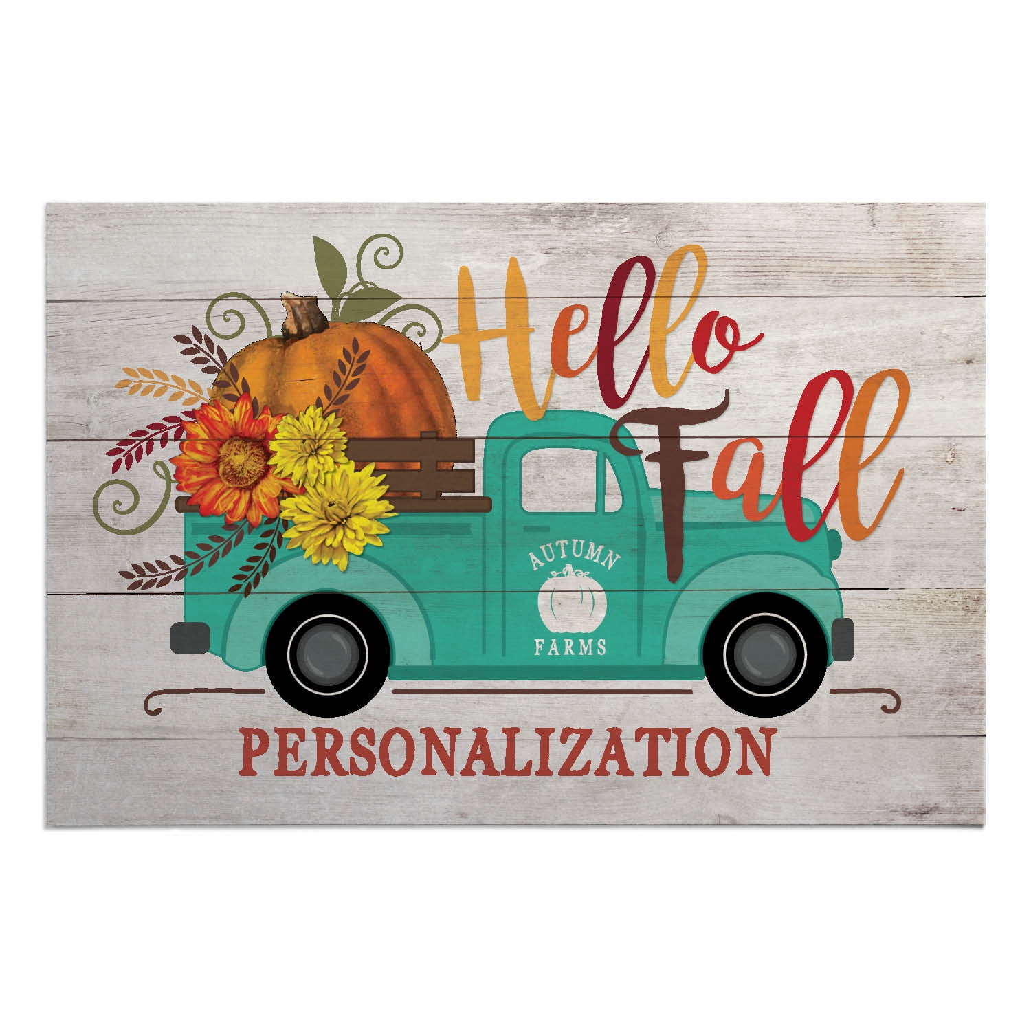 Personalized Hello Fall Pickup Truck Indoor / Outdoor Doormat
