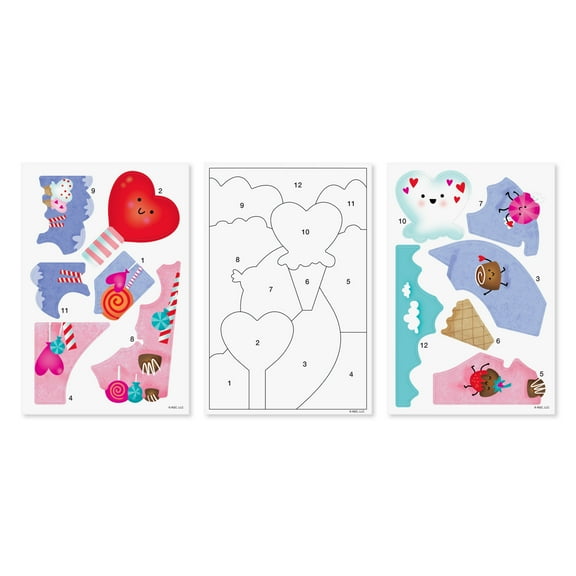 American Greetings Valentine's Day Repositionable Sticker-by-Number Sheets for Kids (2-Sheets, 12-Stickers)
