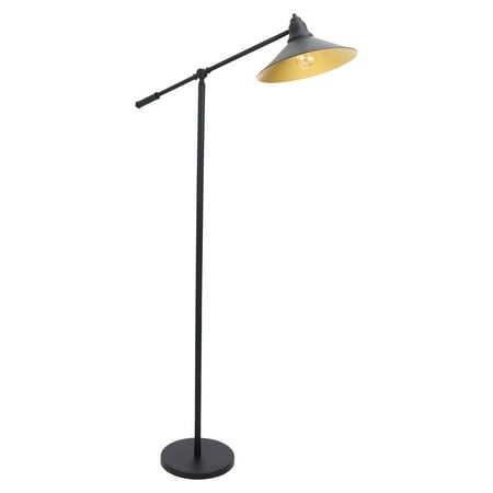 Ls Metal Floor Lamp - Paddy Industrial Floor Lamp in Black and Gold by LumiSource