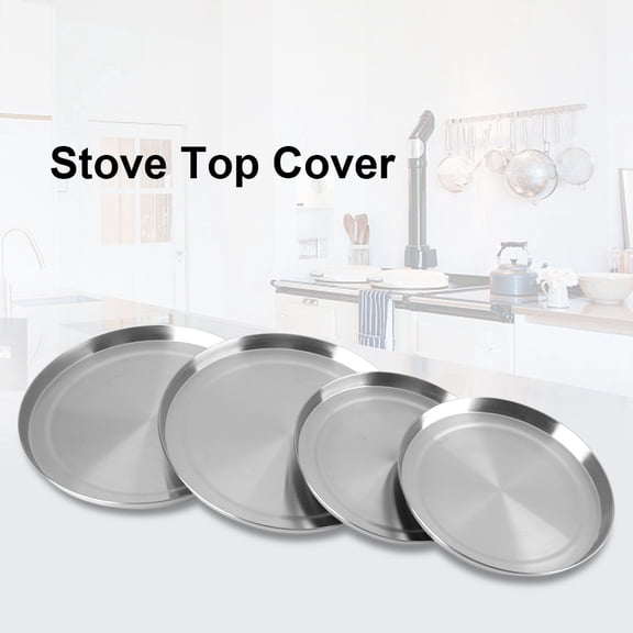 Brrnoo 4Pcs/Set Stainless Steel Kitchen Stove Top Burner Covers Cooker Protection Silver