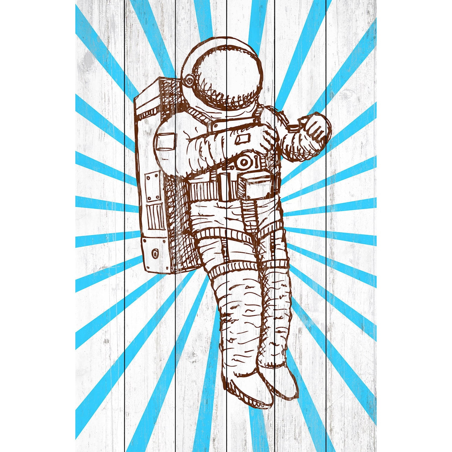 MARMONT HILL  - 'Space Suit' Painting Print on White Wood - Multi-Color 16 x 24
