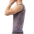 thumbnail image 5 of Penkiiy Men's Soft Mesh Striped Tank Tops Sleeveless Fitness Undershirt Vest M Gray, 5 of 6