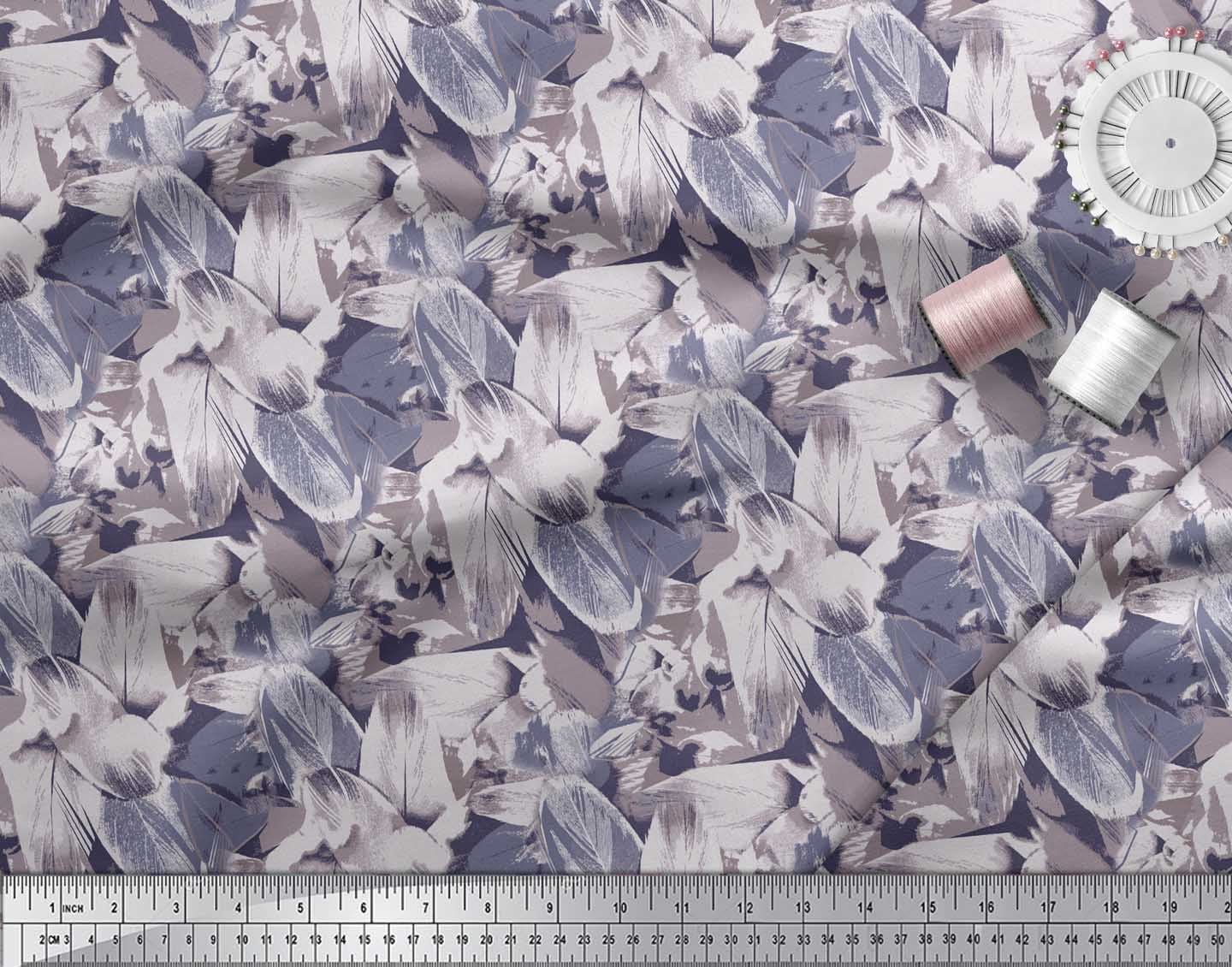 Soimoi Purple Cotton Voile Fabric Brush Stroke Abstract Printed Fabric 1 Yard 56 Inch Wide