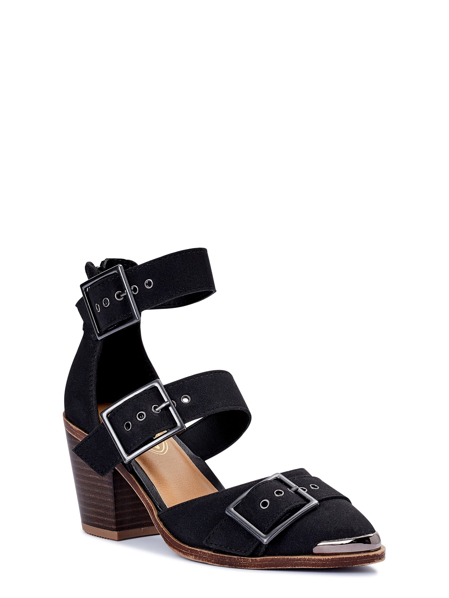 three strap block heels