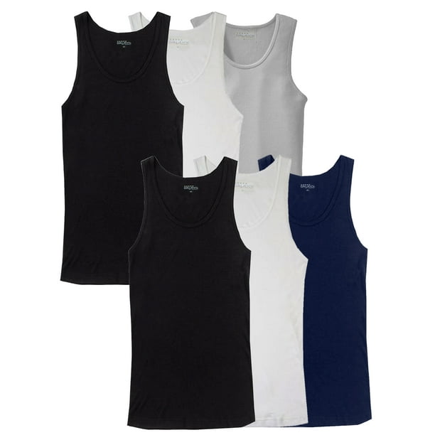 Galaxy by Harvic - Men's 6-Pack Classic Stretch Tank Tops (Sizes, S-2XL ...