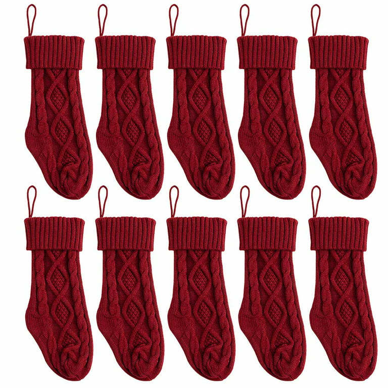 Knit Christmas Stockings, 10 Pack 18 Large Cable Xmas Stockings