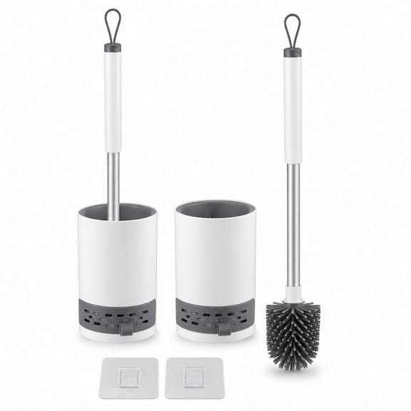 Toilet Brush and Holder Caddy Plunger Set 2 Pack Toilet Bowl Brush for Bathroom Scrubber