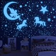 thumbnail image 1 of Pegatinas De Pared De Unicornio Que Brillan En La Oscuridad Para Techo, Decoración De Pared Para Dormitorio De Niñas, Pegatinas De Techo Luminosas Con Estrellas De Unicornio, Planeta, Para Bebés, Niño, 1 of 5