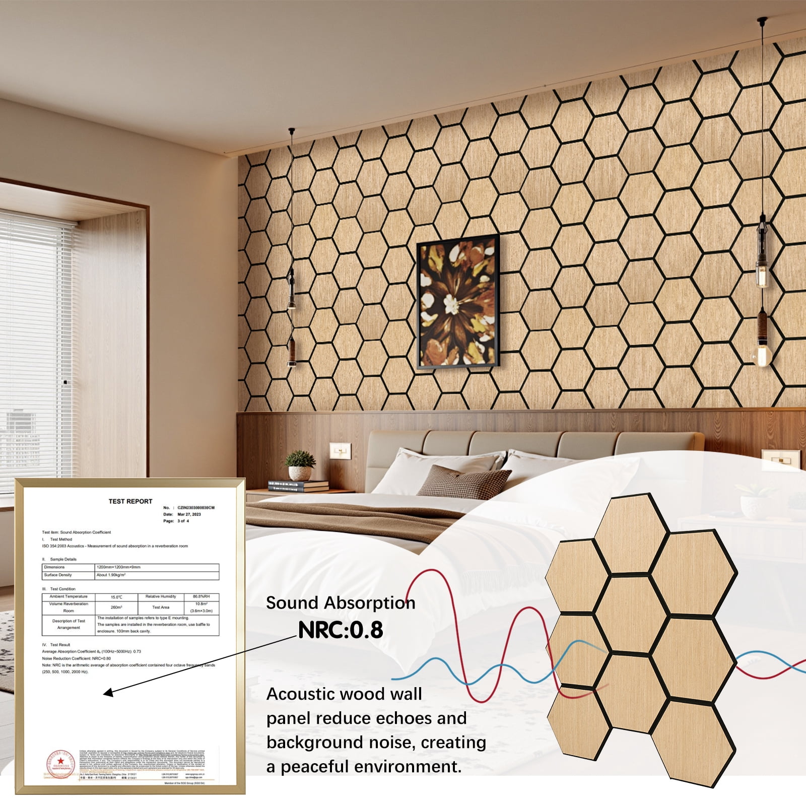 4 Packs Acoustic Wall Panels - Self-Adhesive 3D Wood Slat Wall Panel- Peel and Stick Sound Absorbing Panels for Noise Reducing - Feature Wall Decor for Home & Office