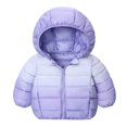 thumbnail image 3 of SGMVNU Winter Coats for Boys and Girls Gradient Color Zipper Puffer Jacket Cute Down Coats Packable Outerwear with Pockets for Kids(Size 7-8 Years, Purple), 3 of 7